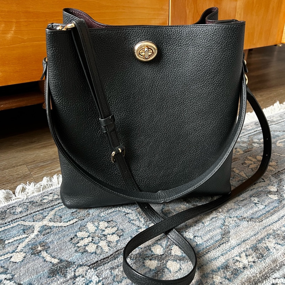 Coach Bucket Charlie Black Leather Shoulder Bag Gem